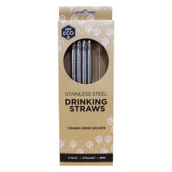 EVER ECO STAINLESS STELL DRINKING STRAWS STRAIGHT 4PK