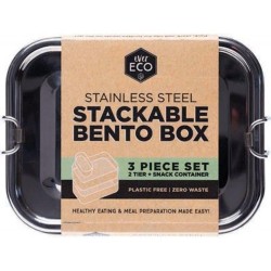 EVER ECO STAINLESS STEEL STACKABLE BENTO BOX 3 PIECE SET