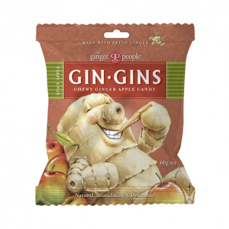 THE GINGER PEOPLE GIN GINS CHEWY GINGER APPLE CANDY 60G