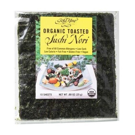 GOLD MINE ORGANIC TOASTED SUSHI NORI 10 SHEETS 25G