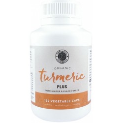 THERAPEIA ORGANIC TURMERIC PLUS GINGER AND BLACK PEPPER 120 VEGETABLE CAPS