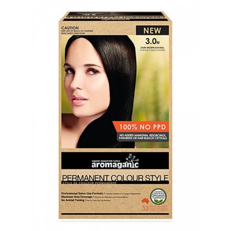 AROMAGANIC PERMANENT HAIR COLOUR DARK BROWN NATURAL 3N 50ML