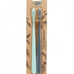 THE NATURAL FAMILY CO. BIO TOOTHBRUSH TWIN SET MINT AND IVORY