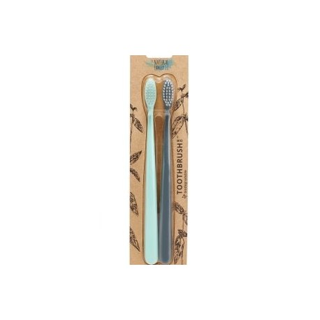 THE NATURAL FAMILY CO. BIO TOOTHBRUSH TWIN SET MINT AND IVORY