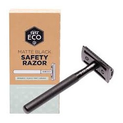 EVER ECO MATTE BLACK SAFETY RAZOR WITH 10 REPLACEMENT BLADES