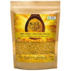 SOL GHEE ORGANIC MOONG DHAL YELLOW LENTIL 400G