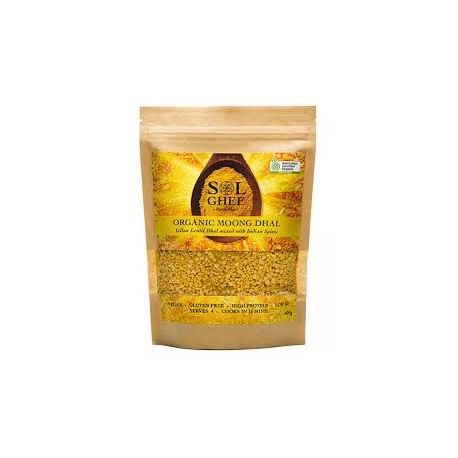 SOL GHEE ORGANIC MOONG DHAL YELLOW LENTIL 400G