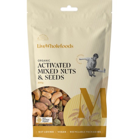 LIVEWHOLEFOODS ACTIVATED MIXED NUTS AND SEEDS 600G