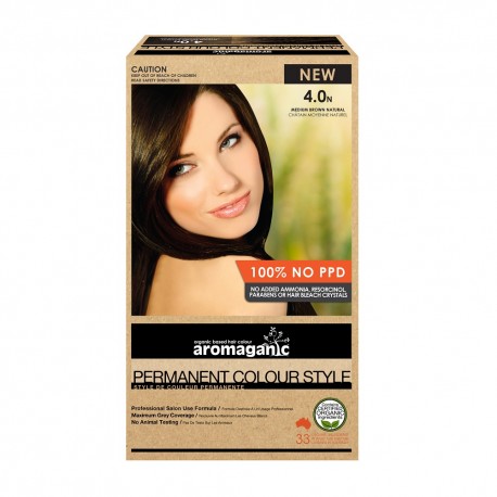 AROMAGANIC PERMANENT HAIR COLOUR MEDIUM BROWN NATURAL 4N 50ML