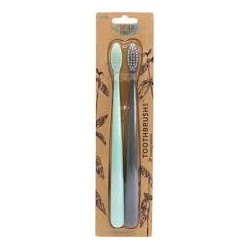 THE NATURAL FAMILY CO TOOTHBRUSH 2PK SOFT ROSE QUARTZ AND MONSOON MIST