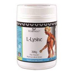 HEALTHWISE L-LYSINE HCL 300G PURE POWDER