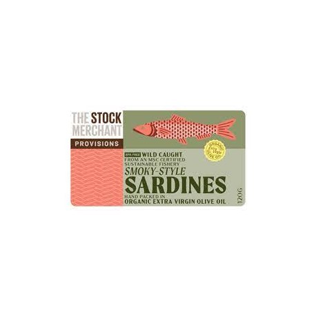 THE STOCK MERCHANT SMOKY STYLE SARDINES IN ORGANIC EXTRA VIRGIN OLIVE OIL 120G