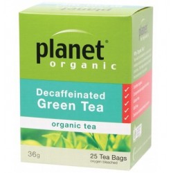 PLANET ORGANIC DECAFFEINATED GREEN TEA 36G 25 TEA BAGS