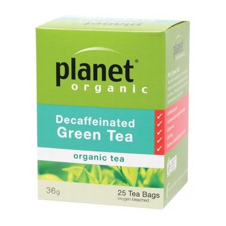 PLANET ORGANIC DECAFFEINATED GREEN TEA 36G 25 TEA BAGS