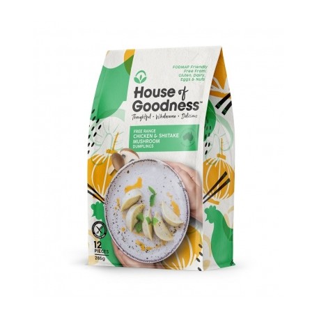 HOUSE OF GOODNESS DUMPLINGS FREE RANGE CHICKEN AND SHIITAKE MUSHROOM 285G