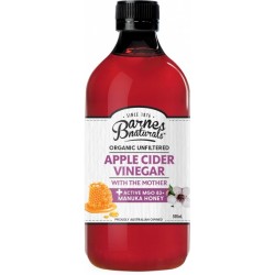 BARNES NATURALS ORGANIC APPLE CIDER VINEGAR PLUS MANUKA MGO 100 HONEY 500ML