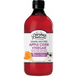 BARNES NATURALS ORGANIC APPLE CIDER VINEGAR PLUS MANUKA MGO 100 HONEY 500ML