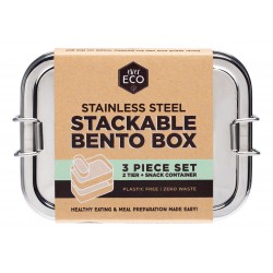 EVER ECO STAINLESS STEEL STACKABLE BENTO BOX 3 PIECE SET