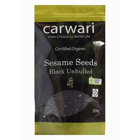 CARWARI ORGANIC BLACK UNHULLED SESAME SEEDS 200G