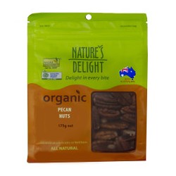 NATURES DELIGHT ORGANIC AUSTRALIAN PECANS 175G