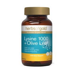 HERBS OF GOLD LYSINE 1000 PLUS OLIVE LEAF 100 TABLETS