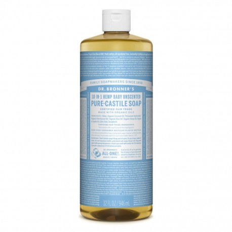 DR BRONNERS HEMP BABY UNSCENTED PURE-CASTILE SOAP 473ML