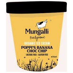 MUNGALLI ORGANIC ICECREAM POPPIS BANANA CHOC CHIP 475ML