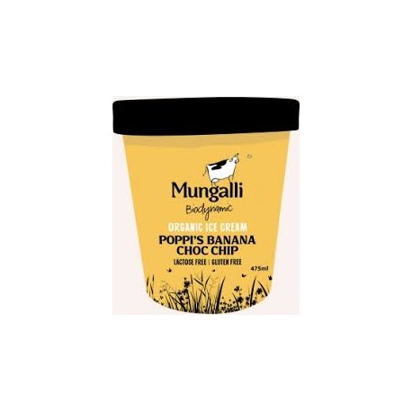 MUNGALLI ORGANIC ICECREAM POPPIS BANANA CHOC CHIP 475ML