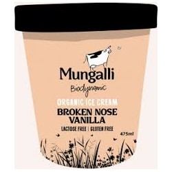 MUNGALLI ORGANIC ICE CREAM BROKEN NOSE VANILLA 475ML