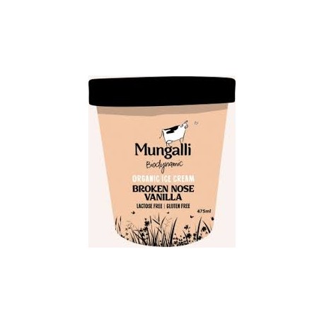 MUNGALLI ORGANIC ICE CREAM BROKEN NOSE VANILLA 475ML