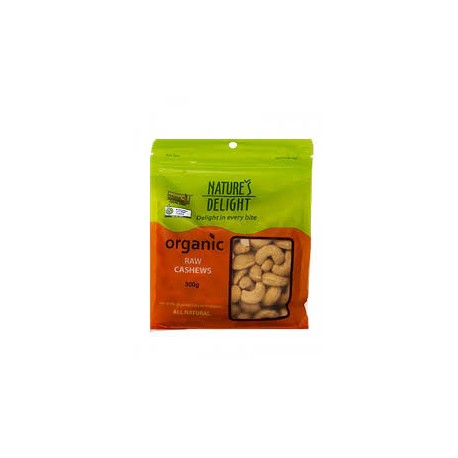 NATURE'S DELIGHT ORGANIC RAW CASHEWS 300G