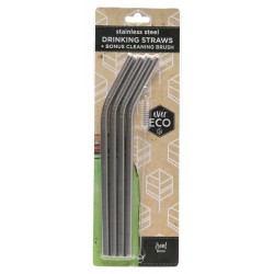 EVER ECO STAINLESS STEEL DRINKING STRAWS BENT 4PK