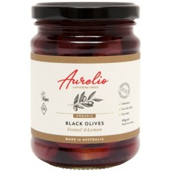 AURELIO ORGANIC BLACK OLIVES FENNEL AND LEMON 240G