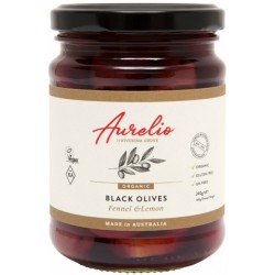 AURELIO ORGANIC BLACK OLIVES FENNEL AND LEMON 240G