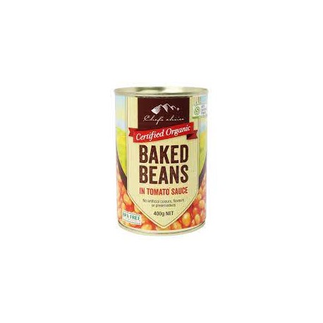 CHEFS CHOICE ORGANIC BAKED BEANS IN TOMATO SAUCE 400G
