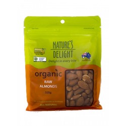 NATURE'S DELIGHT ORGANIC RAW ALMONDS 325G