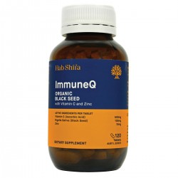 HAB SHIFA IMMUNEQ ORGANIC BLACK SEED WITH VITAMIN C AND ZINC 120 TABLETS