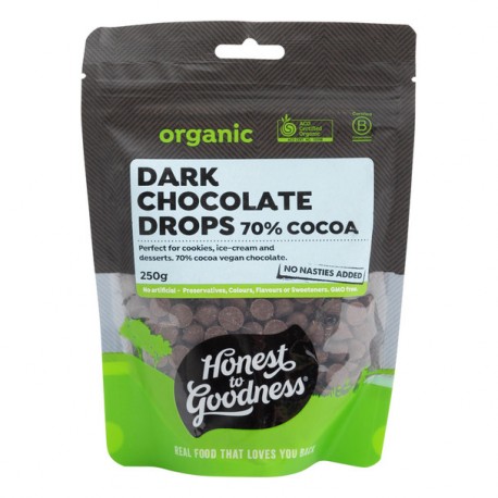 H2G DARK CHOCOLATE DROPS 70% 250G