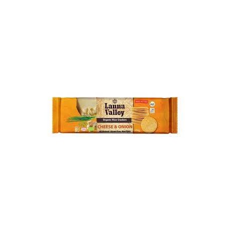 LANNA VALLEY ORGANIC RICE CRACKERS CHEESE AND ONION 100G