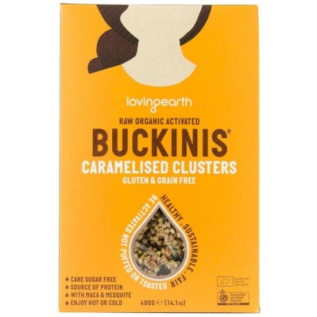 LOVING EARTH RAW ORGANIC ACTIVATED BUCKINIS CARAMELISED CLUSTERS 400G
