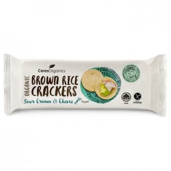 CERES BROWN RICE CRACKERS SOUR CREAM AND CHIVES 115G