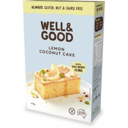 WELL AND GOOD LEMON COCONUT CAKE WITH GOJI BERRY ICING 475G