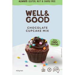 WELL AND GOOD CHOCOLATE CUPCAKE MIX WITH CHOC FROSTING 450G
