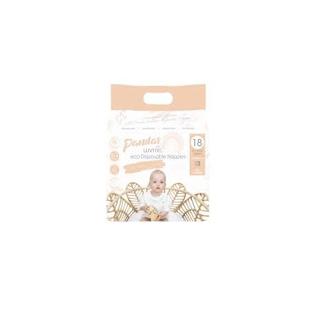 PANDAS BY LUVME ECO DISPOSABLE NAPPY MEDIUM 6-11KG 18PK