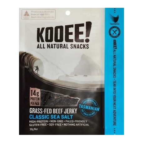 KOOEE! GRASS-FED BEEF JERKY CLASSIC SEA SALT 30G
