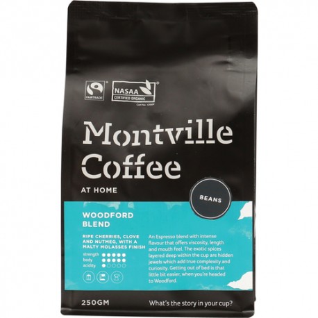MONTVILLE COFFEE WOOFORD BLEND BEANS 250G
