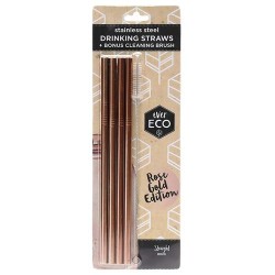 EVER ECO ROSE GOLD STAINLESS STEEL STRAWS STRAIGHT 4PACK