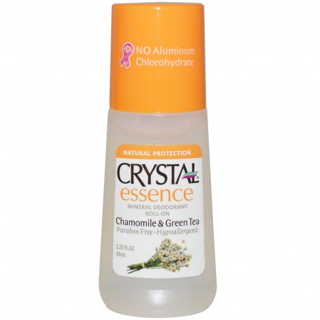 CRYSTAL ESSENCE CHAMOMILE & GREEN TEA MINERAL DEODORANT ROLL ON 66ML