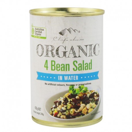 CHEFS CHOICE ORGANIC 4 BEAN SALAD IN WATER 400G