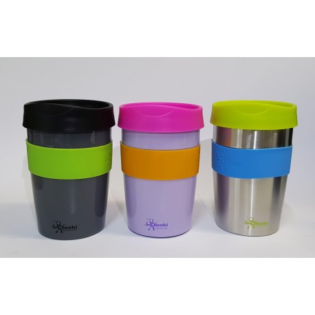 CHEEKI STAINLESS STEEL REUSABLE COFFEE CUP SLATE 355ML